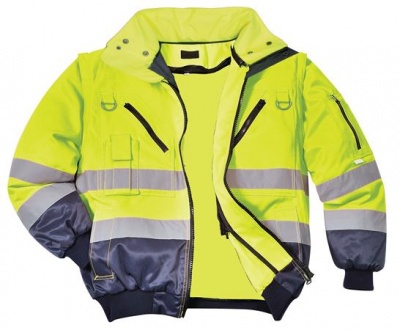 Munkavédelmi kabát, jól láthatósági, 3 az 1-ben, M méret " Hi-Vis", sárga-tengerészkék